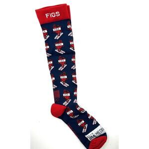 1 Pair FIGS Compression USA Red & Navy Blue Socks Size Large